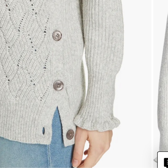 Rebecca Taylor Wool blend side button Gray Sweater Sz S V-Neck - Picture 4 of 4